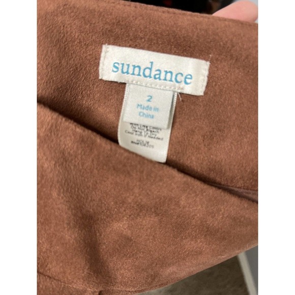 Sundance Luxe Dreams Faux Suede Leggings Pants 2 Ankle-Zip Pull On Stretch Brown - Picture 5 of 5